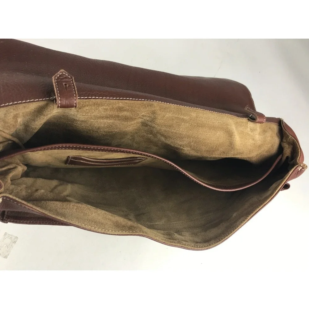 Abitare‎ Briefcase Document Bag Mens Brown Genuine Leather Top Handle Push Lock